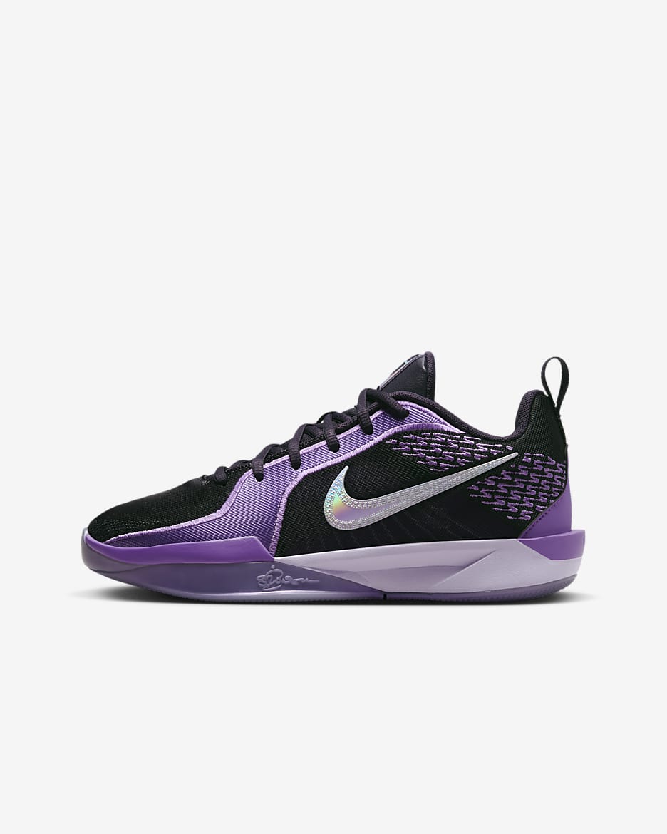 Nike Girls Big Kids Sabrina 2 Basketball Shoes in Black Purple Cave Purple Size 1.0